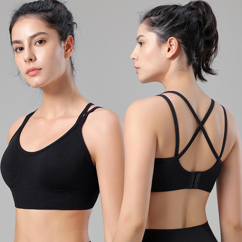 Cross Back Adjustable European and American Sports Hoopless Hygroscopic Yoga Fitness Large Sports Bra