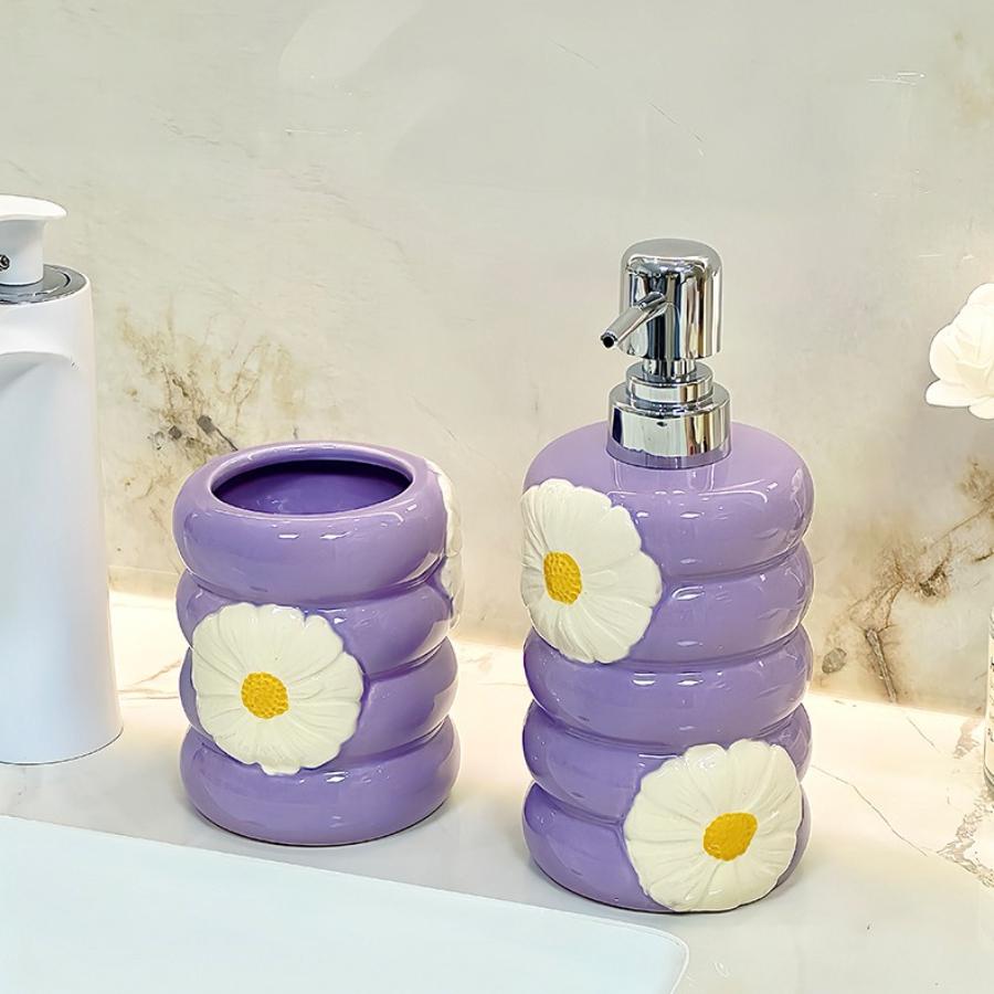 410ml Ceramic Soap Bottle Shampoo Soap Press for Home Use Press Pump Refillable Container Leak Proof Bathroom Refill Dispenser