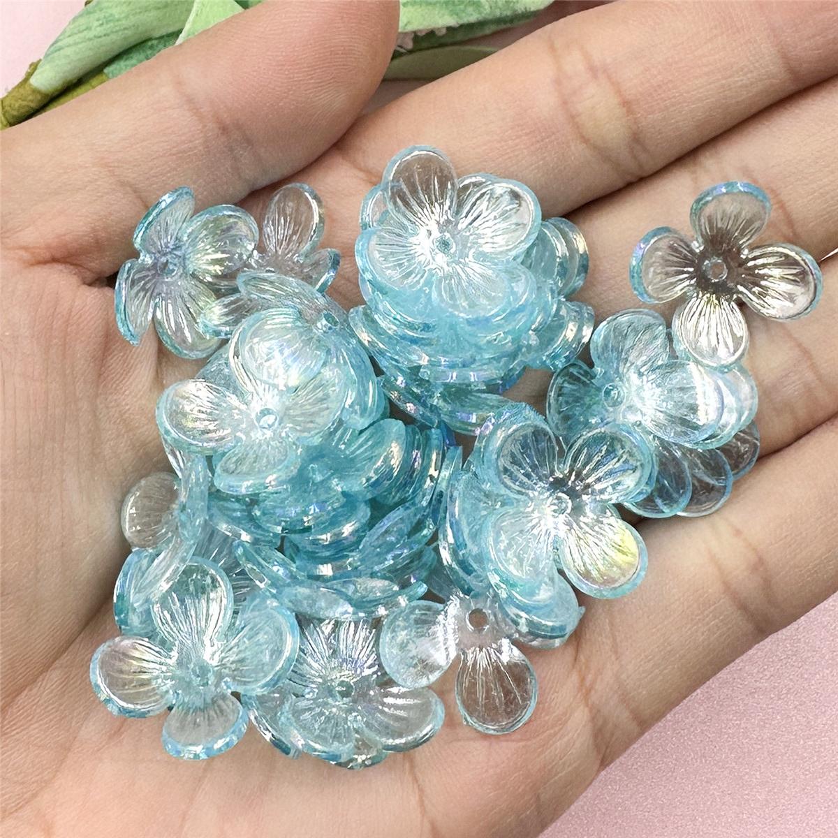 

Браслет 15,8 мм, материалы ручной работы, акриловая шпилька, серьги, аксессуары, маленькие цветочные бусины, 100 шт., прозрачные хрустальные модные аксессуары небесно-голубой