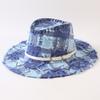 European and American Classic Retro Old Plaid Burr Jazz Hat Men's and Women's Outdoor Sunscreen Sunshade Big Eaves Western Cowboy Hat