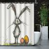 1pc Shower Curtain - Whimsical Easter Bunny with Decorated Eggs Design Waterproof