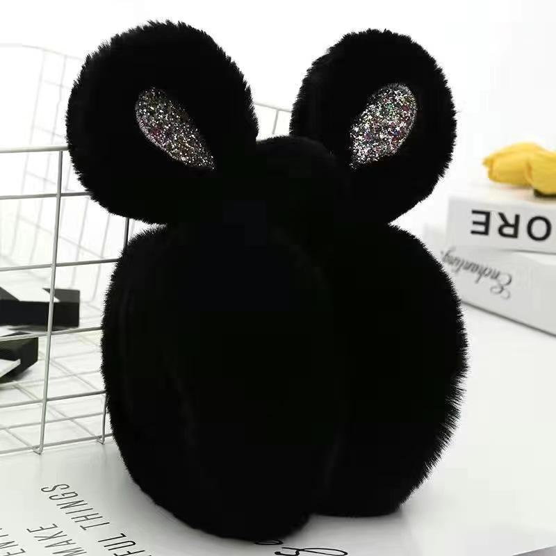 Cute Faux Rabbit Fur Foldable Ear Muffs for Women - Plush, Thickened, and Warm Earmuffs for Autumn and Winter.