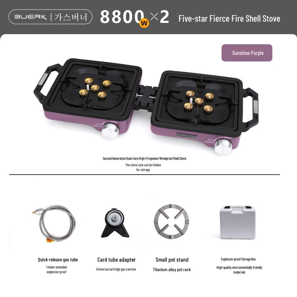 BUERK High-Fire Double-Burner Outdoor Folding Camping Stove