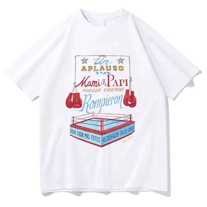 Bad Bunny DTMF Boxing‑Merch Graphic Print Unisex High‑Quality Pure Cotton Fun Loose Casual Fashion Women And Men T-Shirt