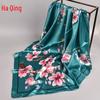 Japanese & Korean Peach Blossoms Silk Print Large Square Scarf