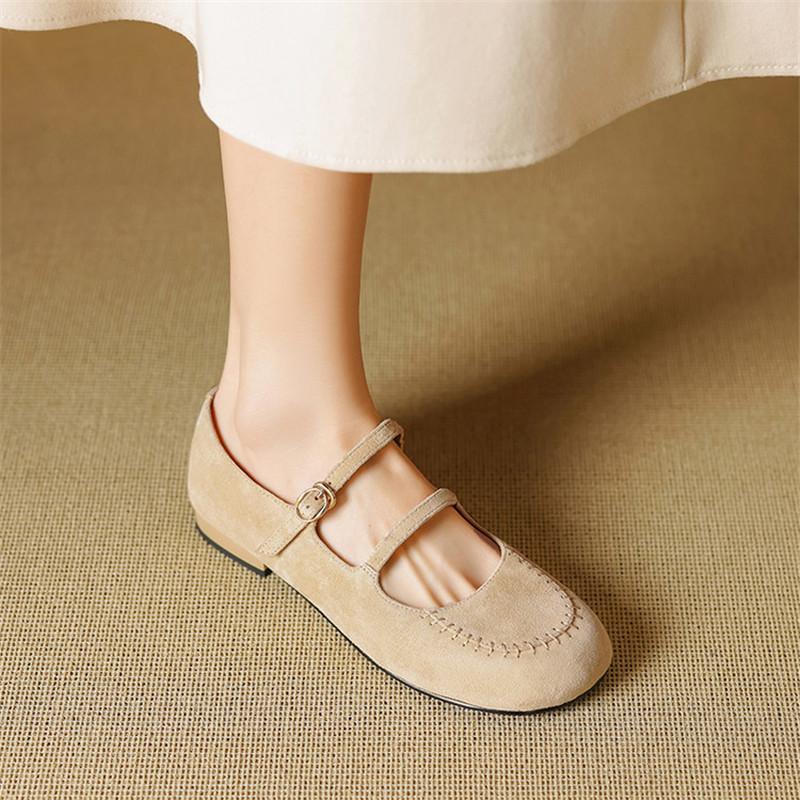 Fashion New Spring/summer Sheep Suede Woman Shoes Round Toe Low Heel Women Pumps Shoes for Women Fashion Mary Jane Shoes Chunky Heels