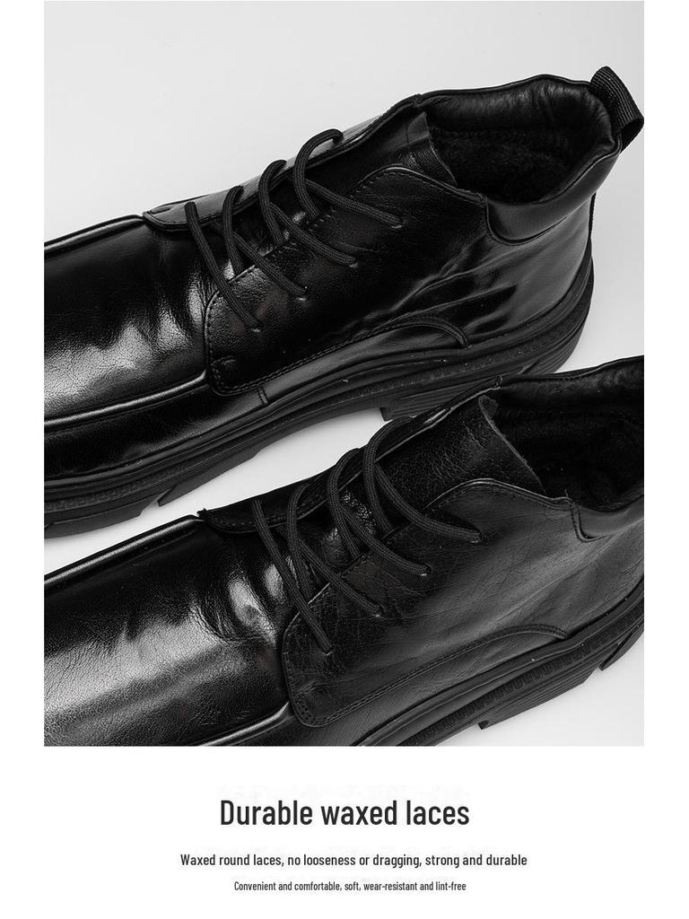 Męskie buty Martin ze skóry naturalnej w stylu brytyjskim - Casualowe, Modne, Wysokie, Wszechstronne, Oddychające, Modne buty na grubej podeszwie