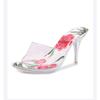 Small Round Head Medium Heel Sandals Women's Xiuhe Dress Shoes Flower Crystal Sexy High Heels