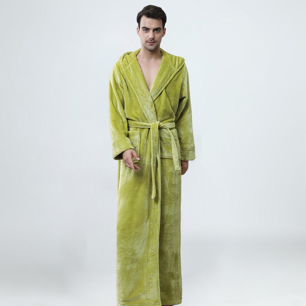 Halat de Baie cu Glugă de Iarnă pentru Bărbați Halate de Baie Lungi din Pluș cu Glugă Halat de Baie Confortabil și Călduros Halat de Spa Pufoasă cu Buzunare Halat de Casă pentru Bărbați Halate Pufoase din Fleece