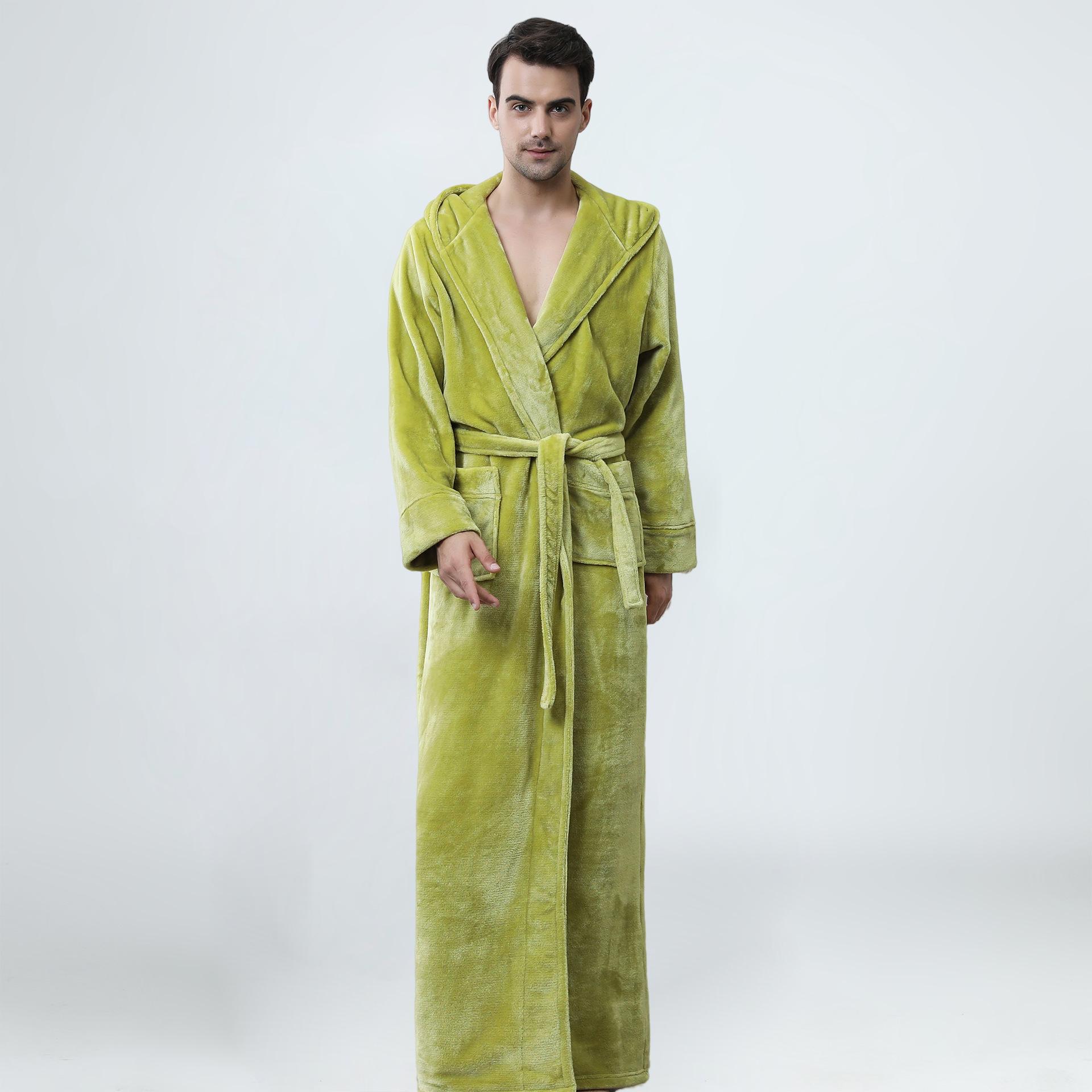 

Winter Hooded Robe for Men Plush Long Bath Robes with Hood Cozy Warm Bathrobe Fuzzy Spa Robe With Pockets Men s House Coat Fluffy Fleece Robes XL