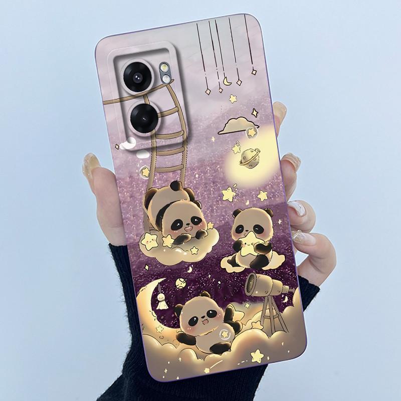Hülle Für Realme Narzo 50 5G V23 5G Q5i Niedlicher Panda Süße Katzen Silikon Weiche Rückseite RMX3572 RMX3571 Stoßfänger Schutzhülle