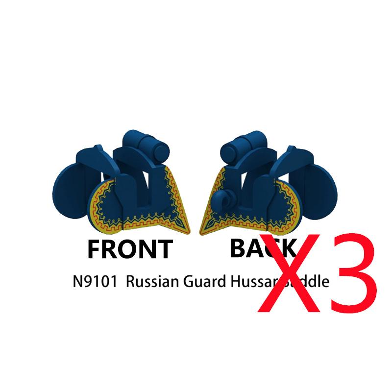 MOC Building Blocks Military Napoleon Cavalry Gothic Warhorse Animal Wolf Seat Widened Saddle Rope Accessories Brick Toy Gifts