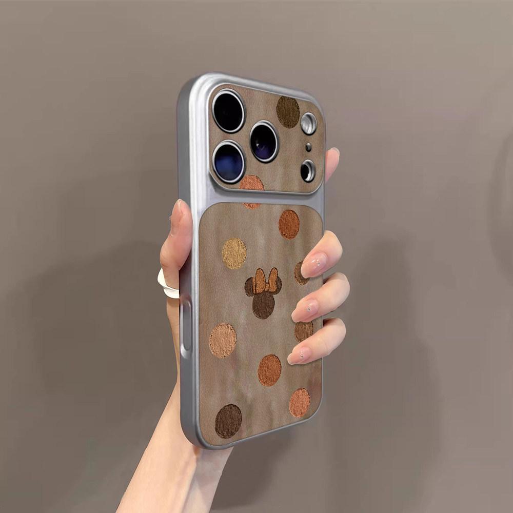 Polka dot anti-fingerprint Minnie applies to iPhone17promax mobile phone case Apple 16pro new 15pro niche