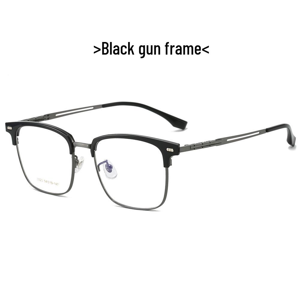 2024 Unisex Metal Optical Frame Glasses with Inlaid TR Eyebrows - Versatile Design 3323 Compatible with Prescription Blue Light Filter
