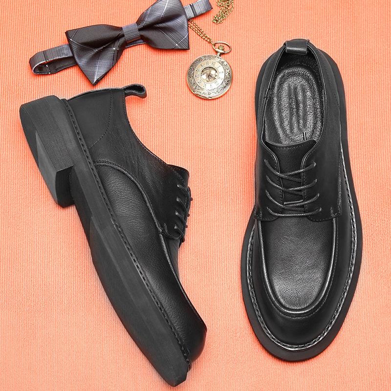 2025 direct supply business dress platform leather shoes leather breathable wedding groom shoes handmade casual men's shoes trend