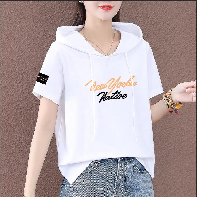 A High-Quality Short-Sleeve Hoodie with a Split Hem for Women