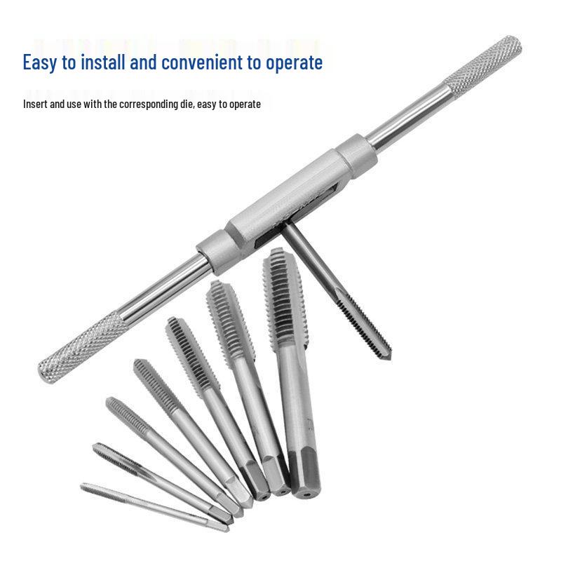 M3-M12 Adjustable Ratchet Tap Wrench with Forward/Reverse Rotation - Manual Tapping Accessory