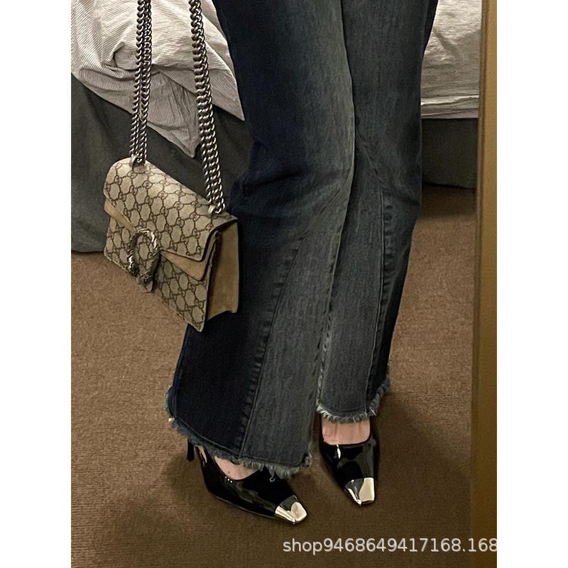 2025 summer new black patent leather high heels stiletto temperament square head French girl professional fashion single shoes women