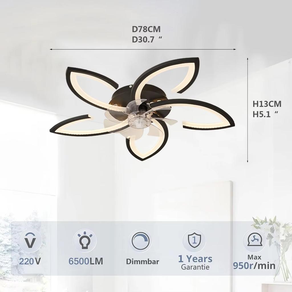 Led Low Noise Ceiling Fan Chandelier Living Dining Table Room Bedroom Kitchen Lights Black White Home Decoration Lamps Fixtures