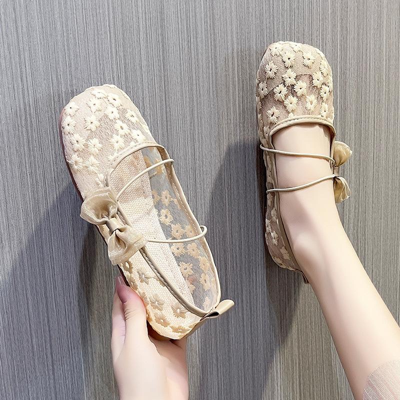 Mary Jane Sandals Summer Breathable Mesh Women's Shoes Flat-bottomed Fisherman Shoes with Skirt Baotou Shoes