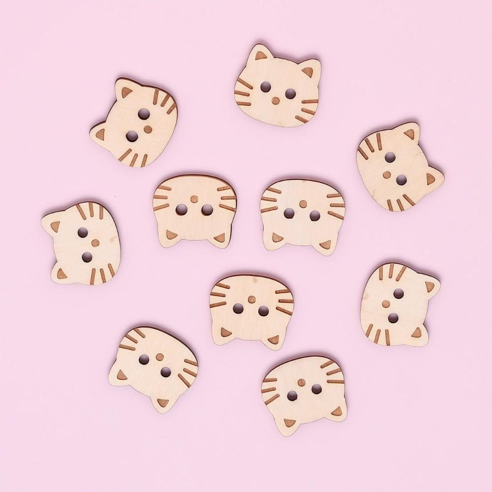 20 Pcs Bear Cat Shape Buttons Wooden Sewing Buttons Creative Projects Fish Buttons Clothing Sewing