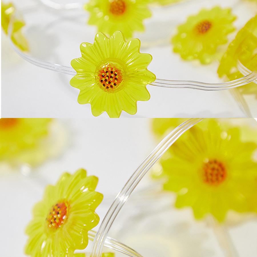 10/20/30M Plug in Sunflower Fairy Lights Outdoor Waterproof Artificial Flower String Light For Gazebo Patio Wedding Party Decor