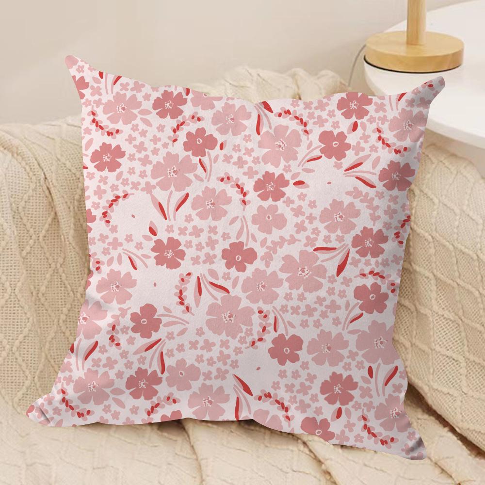 Sakura Blossom Pattern Cushion Cover Short plush Doublesided Print Square Throw Pillow Covers Sofa Home Cushion Decor