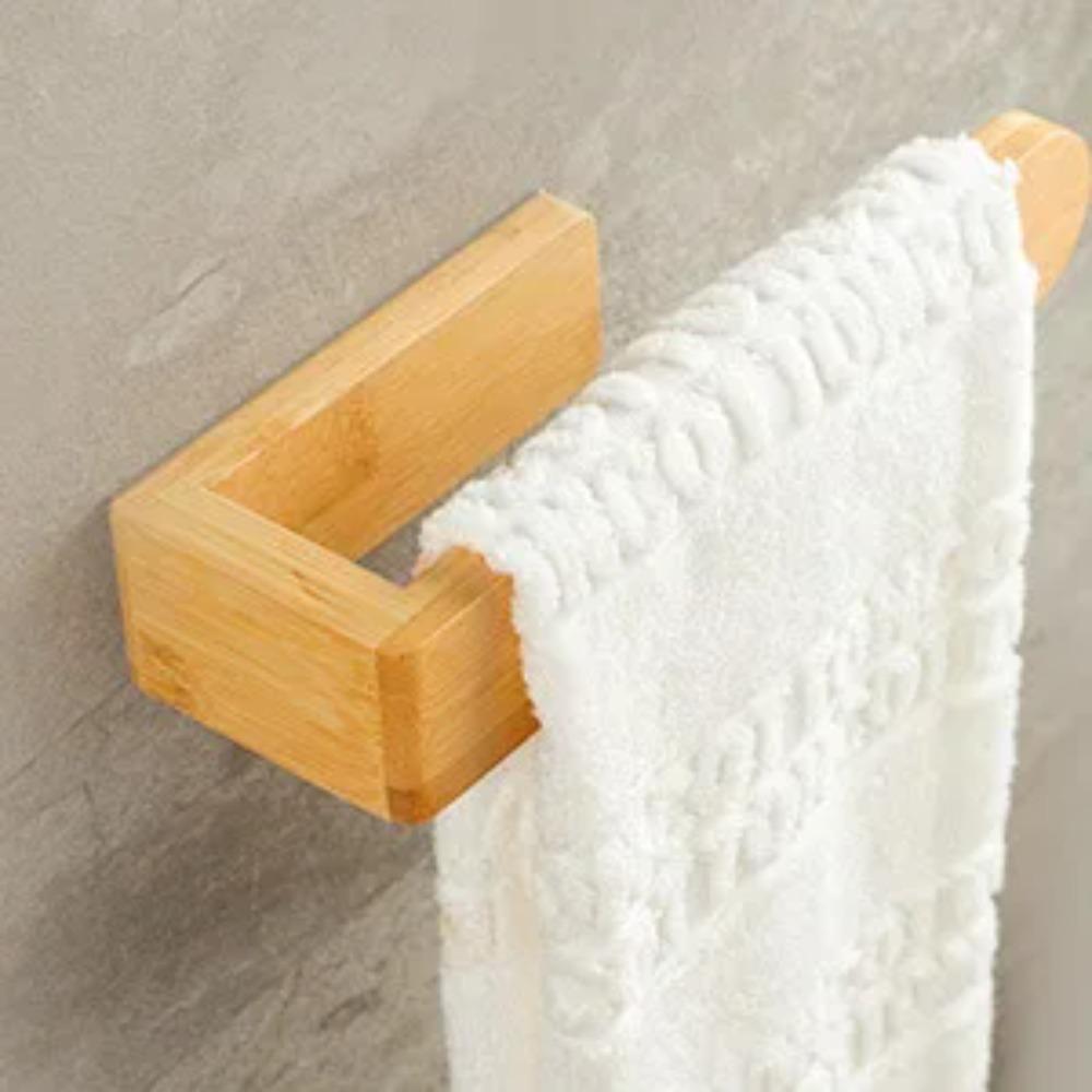 No Drill Wooden Towel Rack Self Adhesive Towel Bar Household Bathroom Multi Purpose Wall Storage Shelf Organizer Towel Holder