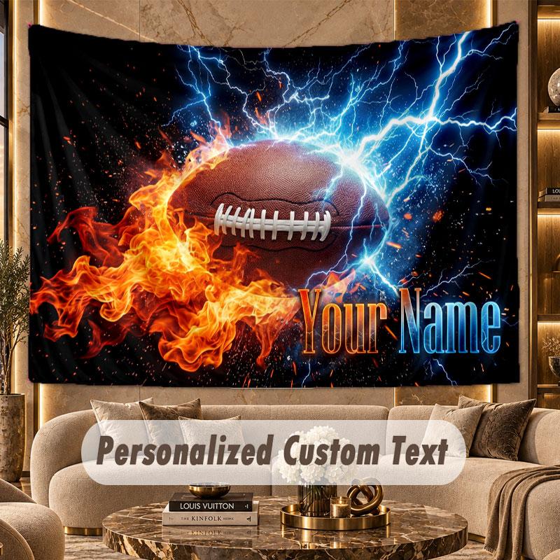 American Football (27) Theme Wall Tapestry Customized With Name Text Personalized Hanging Tapestry For Bedroom Living Room Decor