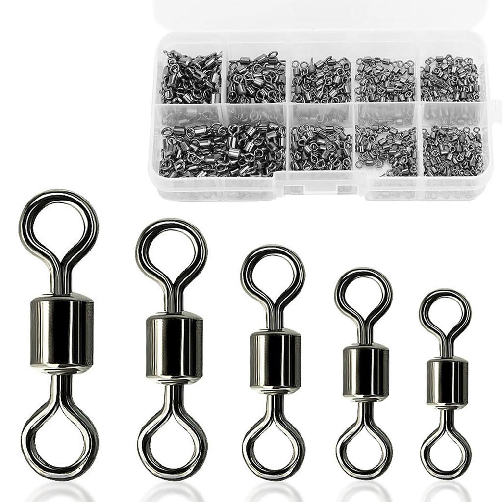Set di Girelle da Pesca da 210 Pezzi con Cuscinetto a Sfere Snap Connector Accessori da Pesca per Acqua Salata Acqua Dolce
