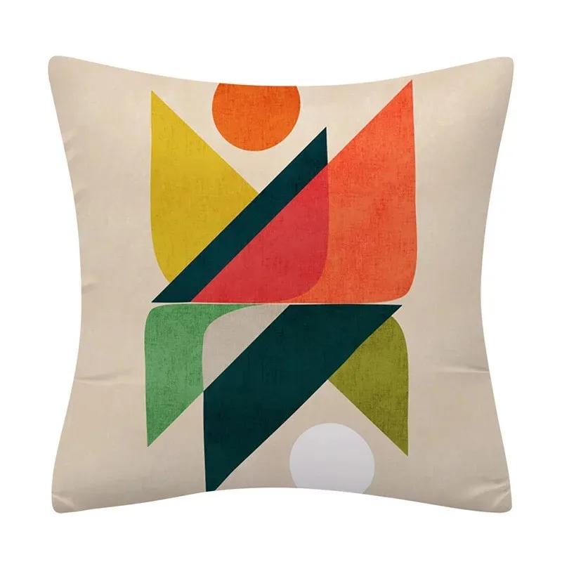 Color Geometric Crayon Painting Series Pattern Cushion Cover Decoration Chair Sofa Pillow Cover Home Decoration Pillow Cover