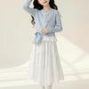 Girls' Sweet Set - Spring/Autumn Children's Fashion Long-Sleeved Top and Half-Dress Set