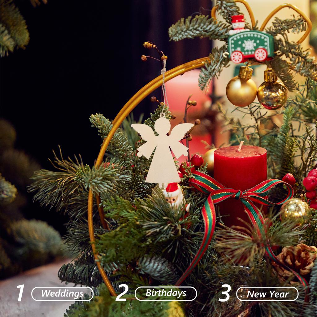 20Pcs Blank Wooden Angel Ornaments for DIY Projects Christmas Wedding Birthday Decorations 10.5x9cm Wood Ornaments