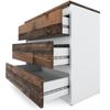White Chest of Drawers 80 CM 3 S Vintage TV Cabinet Old Living Room Furniture