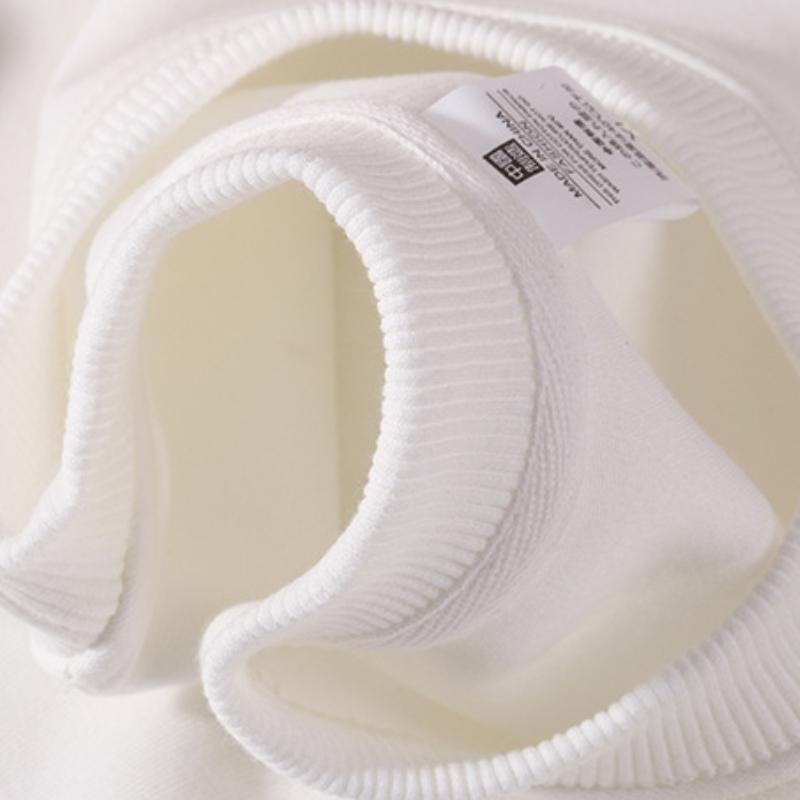 320g Yuvarlak Yaka Kapşonlu Erkek ve Kadın Sonbahar ve Kış Düz Renk Bol Büyük Beden Tişört Uzun Kollu Üst