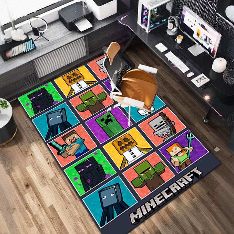 Classic Sandbox Xbox Game Minecraft Carpet Carpet Home Living Room Decoration Table and Chairs Anti Slip Door Mat Outdoor Picnic Mat Carpet A10