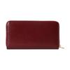 Gucci Metal Brand Logo Zipper Closure Leather Wallet Women's Red