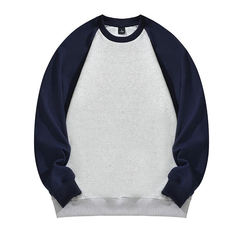 2023 Autumn Unisex Patchwork Long-Sleeved Solid Color Loose Round Neck Hoodie