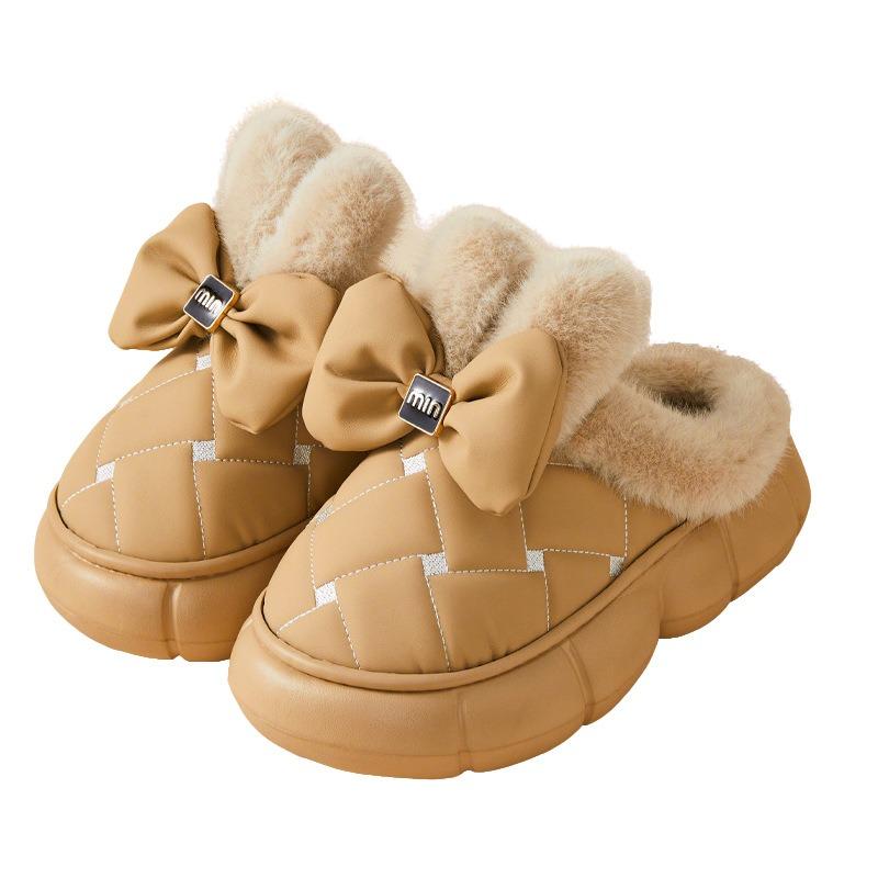 New autumn and winter cute plush non-slip cotton slippers cartoon thickened waterproof rabbit ears home daily indoor slippers