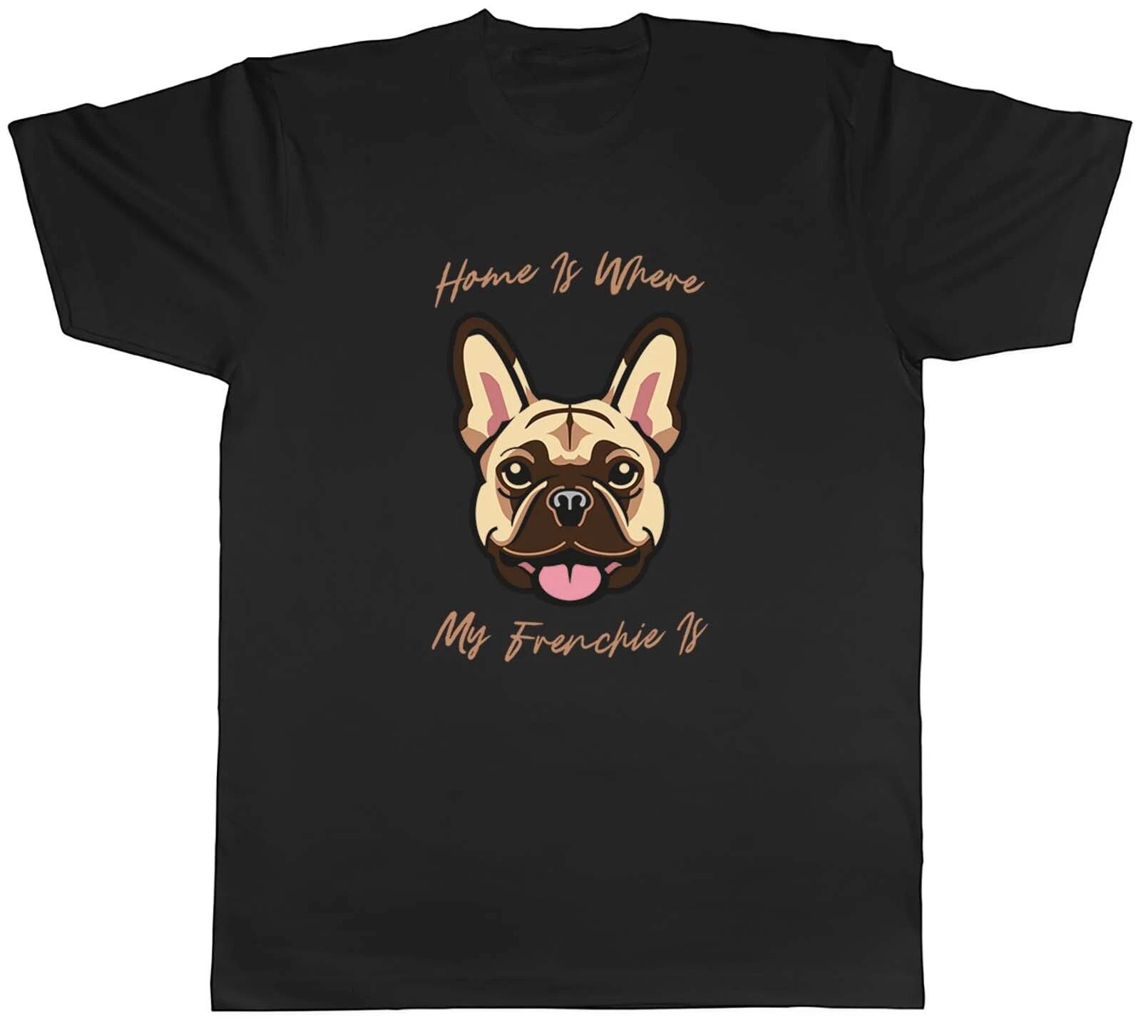 Dog Lover Mens T-Shirt Home is where my Frenchie is Tee Gift L