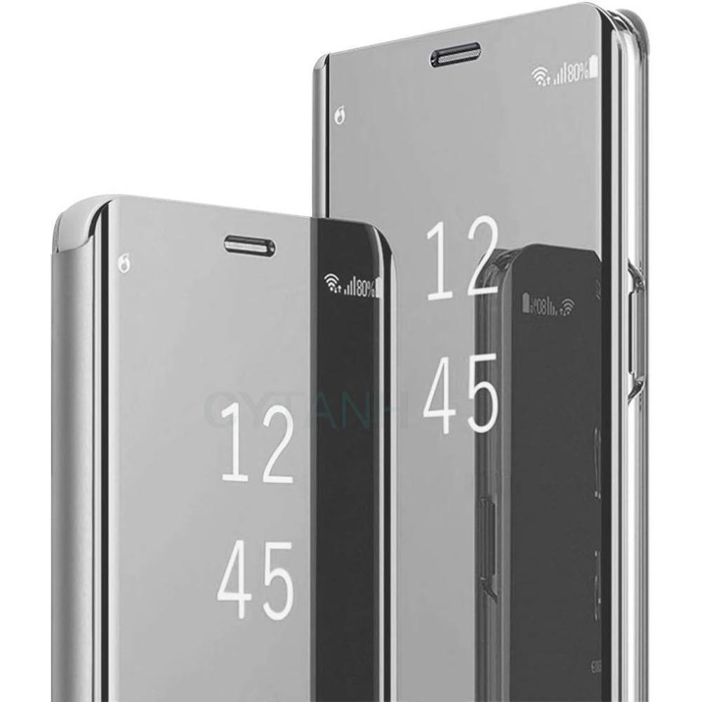 Slim Mirror Clear Holder Case For Samsung Galaxy S26 S25 S24 S23 S22 Plus Ultra Shockproof Leather Texture Wallet Protect Cover