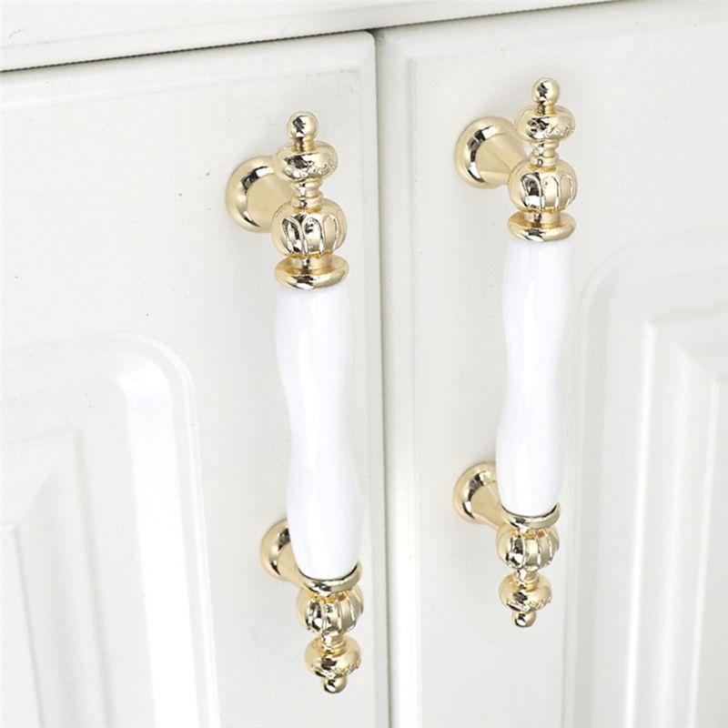 AAAF Fashion Cabinet Handle Golden Kitchen Cupboard Door Handle Drawer Pull European Style White Furniture Handle