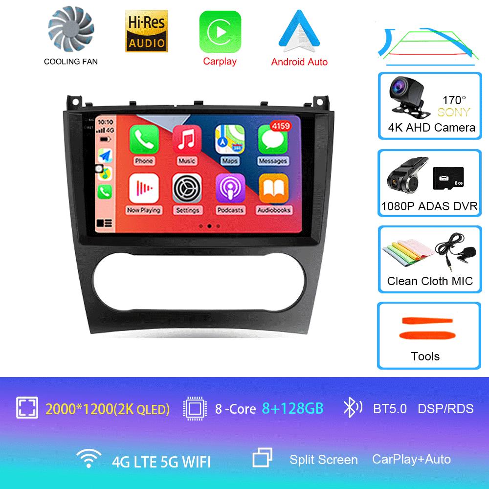 Radio auto Android 14 Carplay pentru Benz W203 W209 C180 C200 C220 C230 2004 - 2011, navigație GPS, player multimedia, wifi + 4G BT Auto