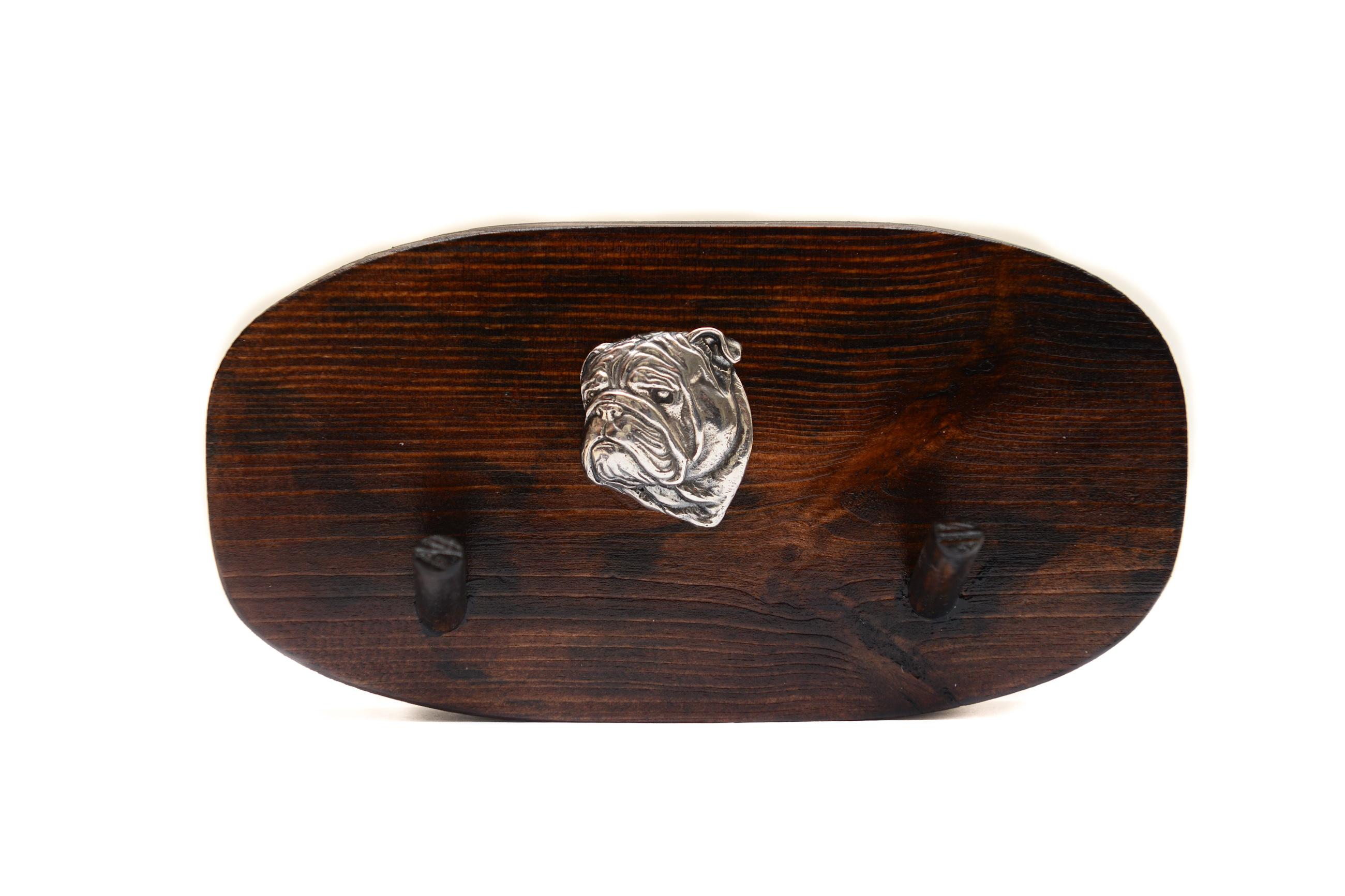 

Bulldog, English Bulldog, British Bulldog III - accessory rack, dog medal rack, key hooks by Art-Dog коричневий