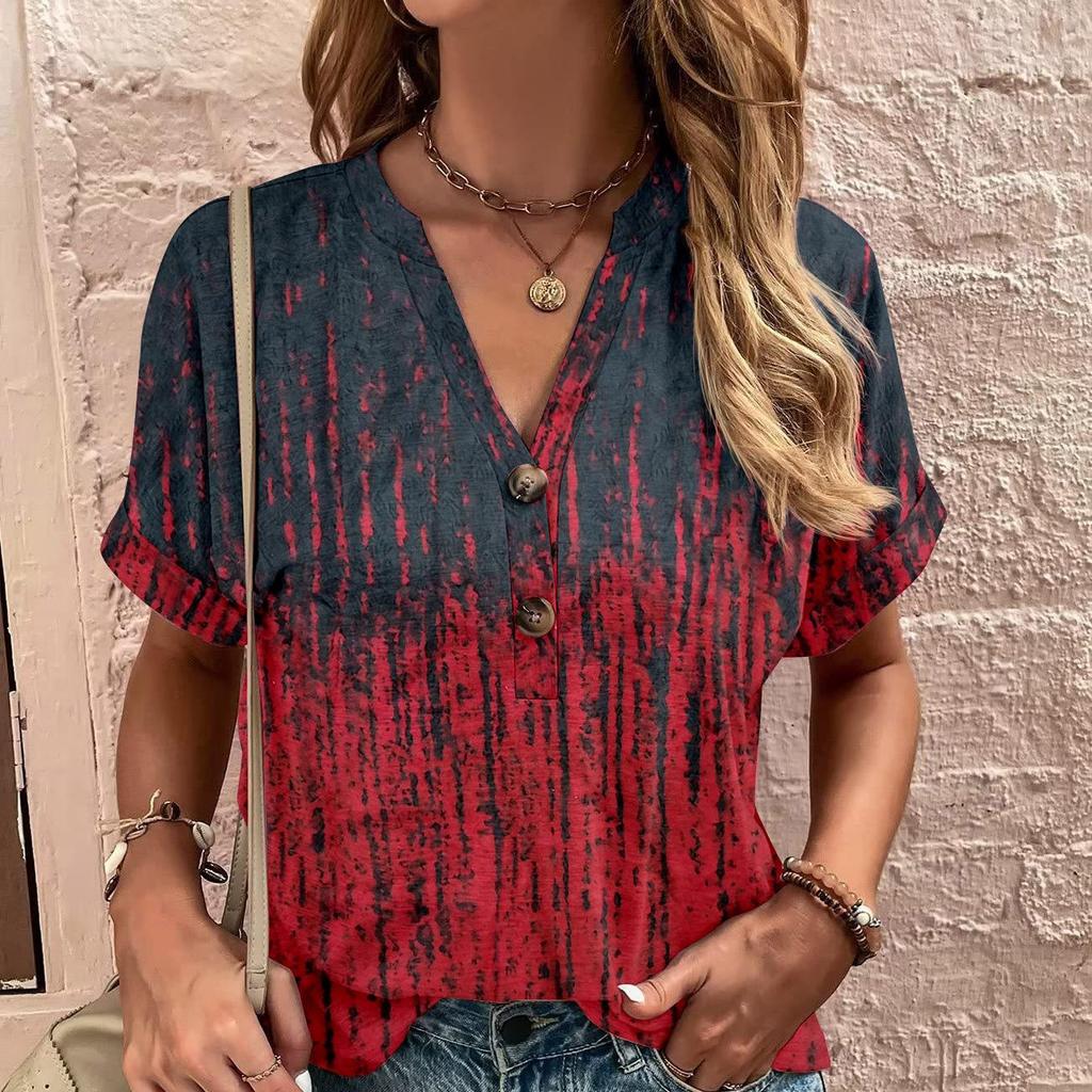 Women's T-Shirt Summer V-Neck T Shirt for Women Daily Fashion Short Sleeve Casual T-Shirt 3d Print Female Clothes