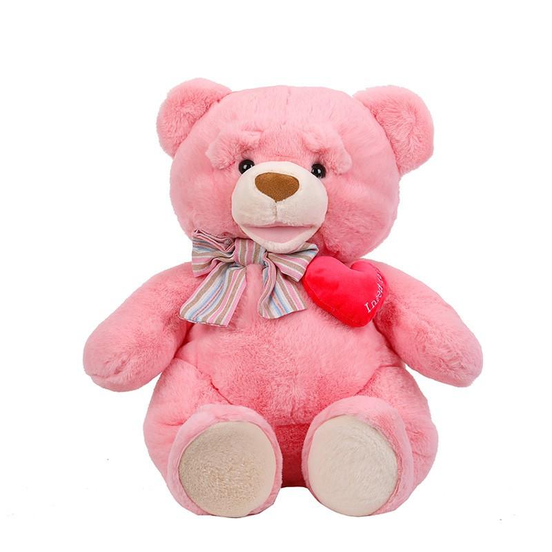 Plush Teddy Bear With Bow Tie Heart Girlfriend Gift Valentines Day Wedding Room Decor Soft Stuffed Animal Toy