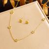 Gold Plated Camellia Jewelry Set Necklace Earrings Bracelet