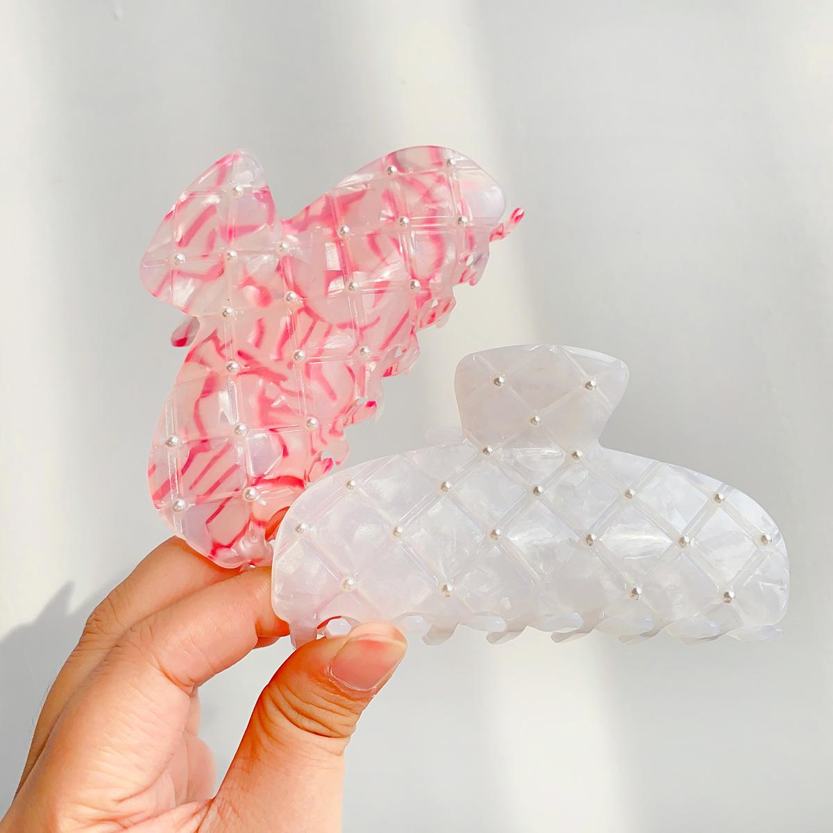 

French retro grab clip large back head hair grab pearl hair clip