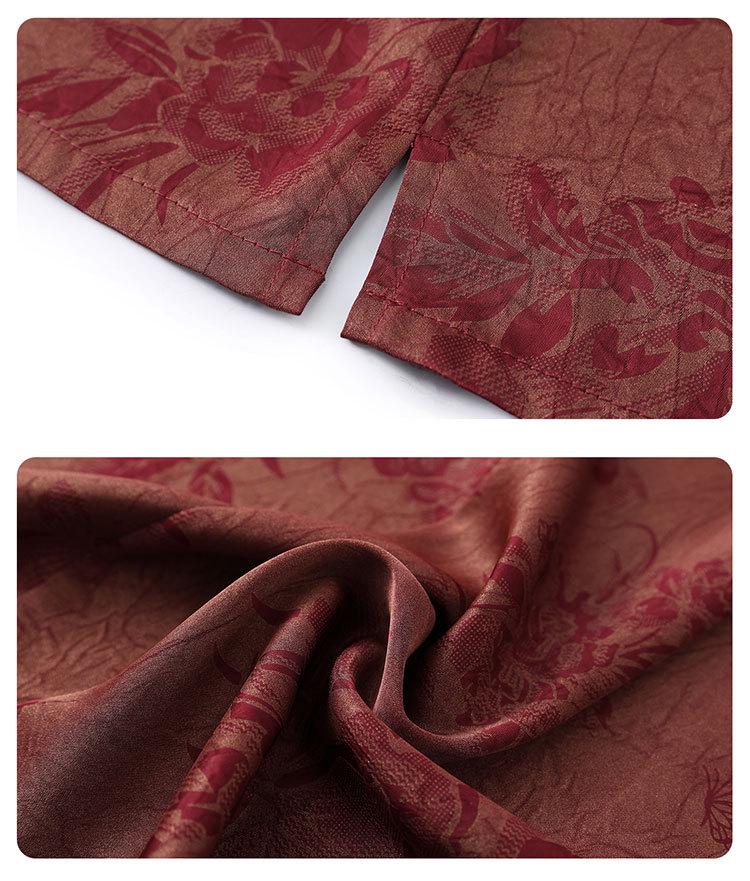 Stylish Summer Jacquard Shirt for Middle-Aged & Elderly Women - Plus Size, Nine-Sleeve, Stand-Up Collar, New Chinese Style