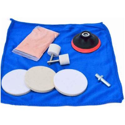Kakalote 9-teiliges Set Glaspolier-Kit Multifunktionaler Tiefkratzerentferner Autopolierpad Ceroxid Polierpulver Filzpolierrad-Set für